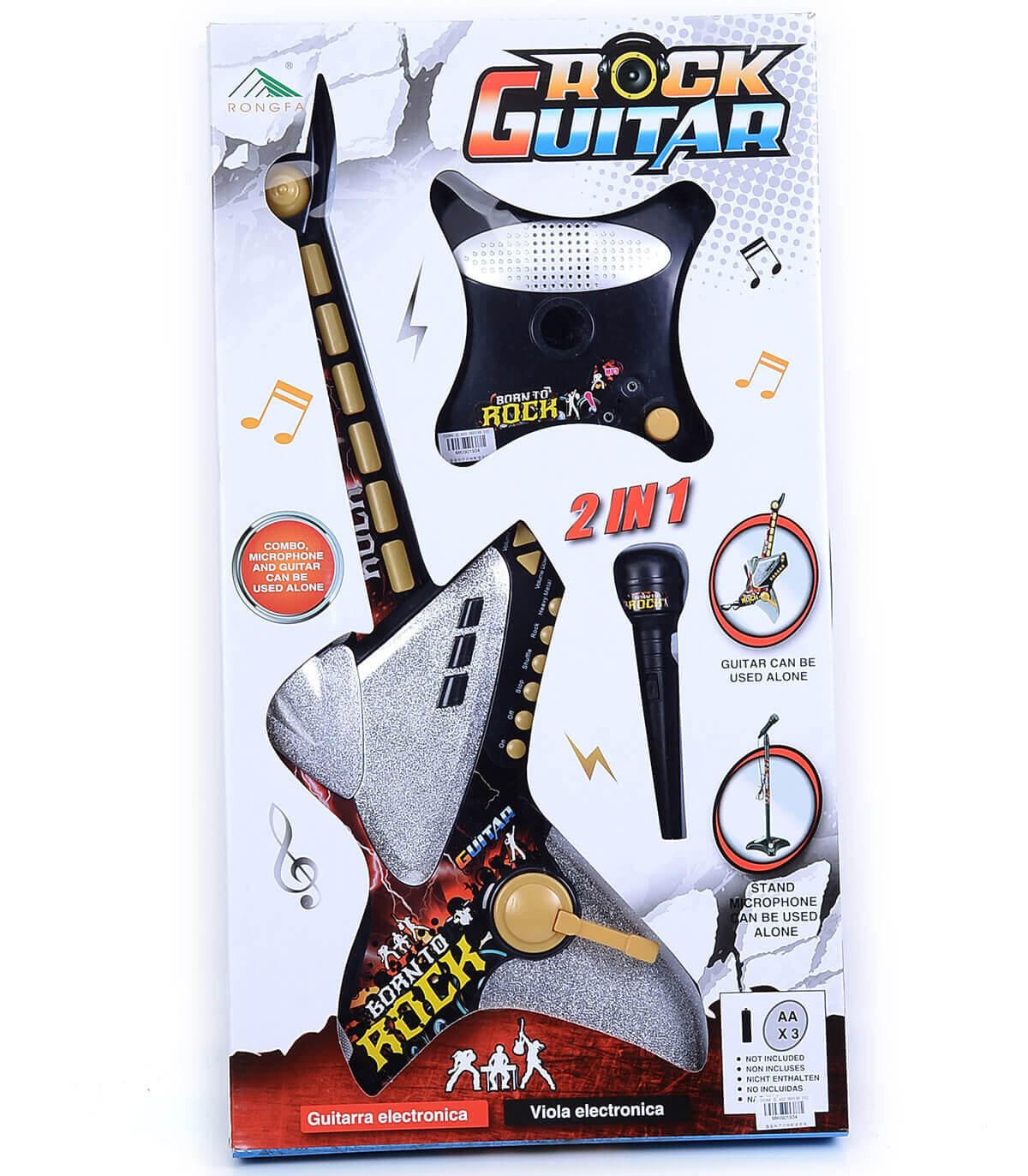 CHILDREN'S ROCK GUITAR LARGE WITH MICROPHONE AND SPEAKER - Guitars