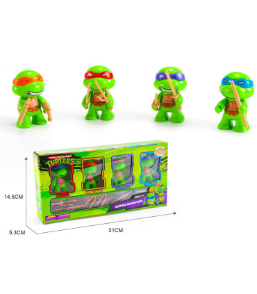 CHILDREN'S FIGURES OF THE TURTLES 4 PCS. WITH WEAPONS IN A BOX - Heroes