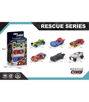 SET OF METAL CARS SUPERHEROES 1:64, 3 PCS. IN BOX - METAL