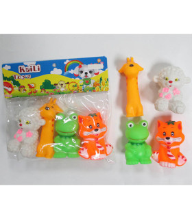 BABY RUBBER TOYS KAILI WITH GIRAFFE 4 PCS. IN A BAG - Rubber