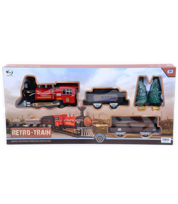 CHILDREN'S RETRO TRAIN WITH 2 CARS, SOUND AND LIGHT - TRAINS AND BUSES
