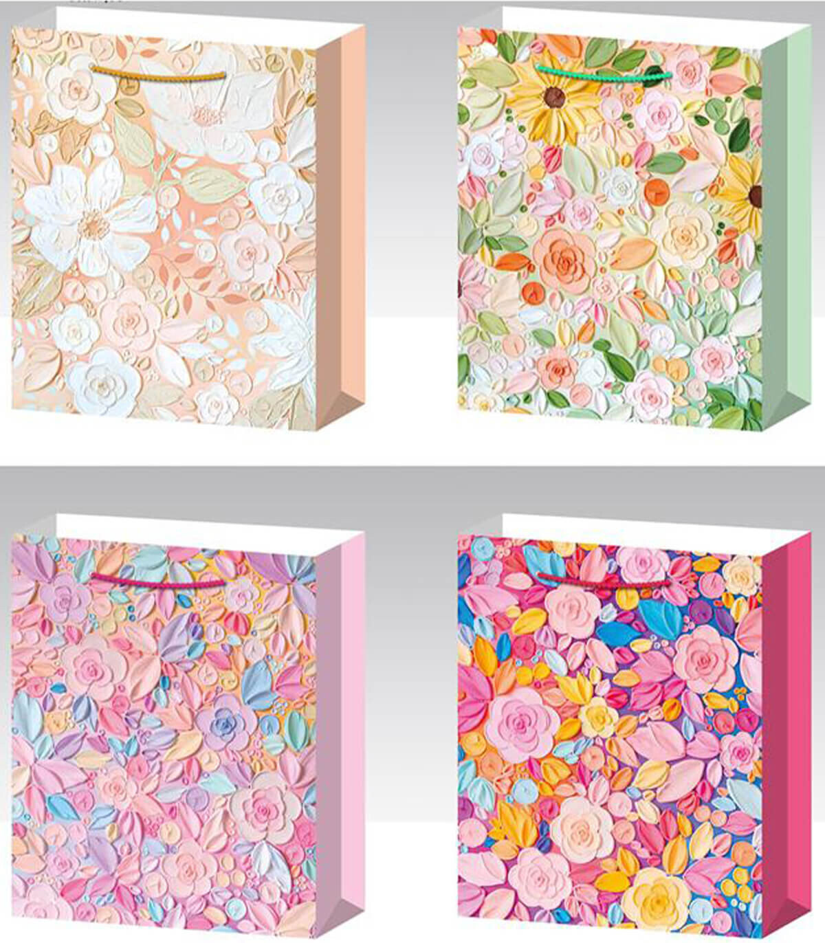 GIFT BAG MEDIUM SIZE PASTEL FLOWERS 42x30x12 - PACKAGING AND BATTERIES