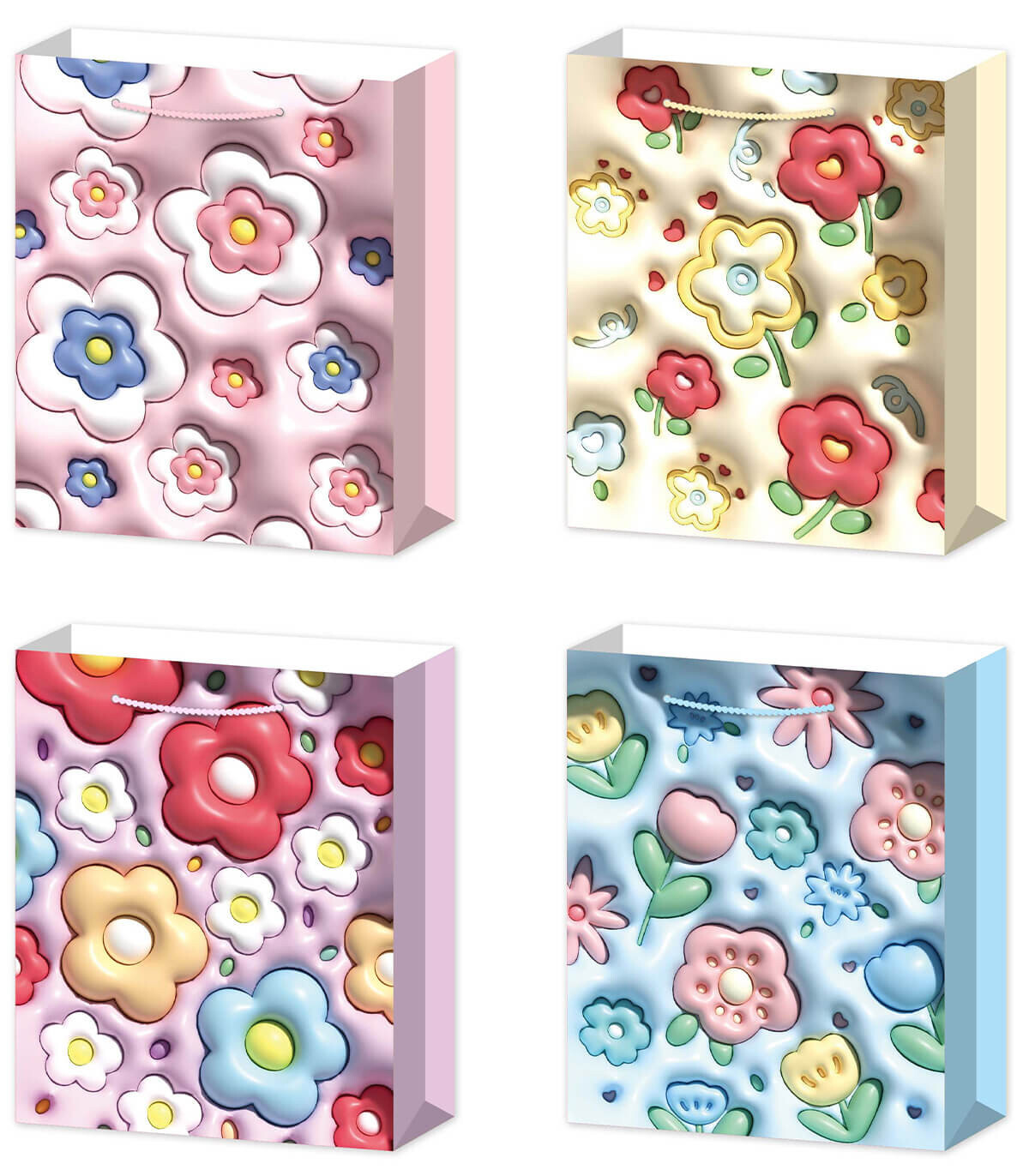GIFT BAG MEDIUM SIZE 3D FLOWERS 42x30x12 - PACKAGING AND BATTERIES