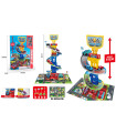 CHILDREN'S PARKING TOWER ON 3 LEVELS WITH A LARGE SLIDE AND 3 METAL CARS