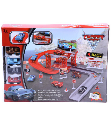 CHILDREN'S SMALL PARKING-TRACK CARS ON 2 LEVELS, WITH 4 CARS - PARKINGS, GARAGES, TRACKS AND AIRPORTS