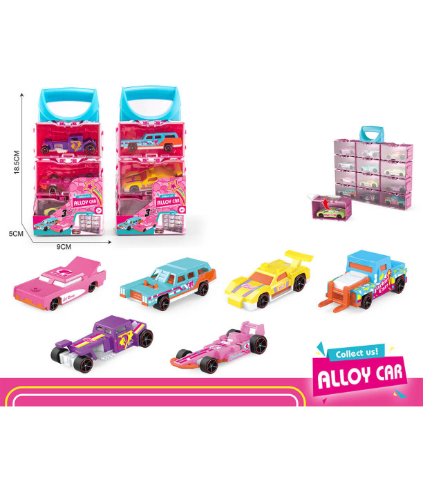 METAL CARS FOR GIRLS 3 PCS. SET WITH HANDLE - METAL