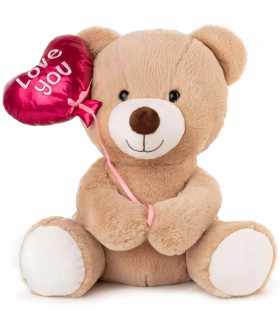 PLUSH BEAR WITH BALLOON - HEART 2 COLORS 38 CM - Medium