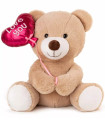 PLUSH BEAR WITH BALLOON - HEART 2 COLORS 38 CM