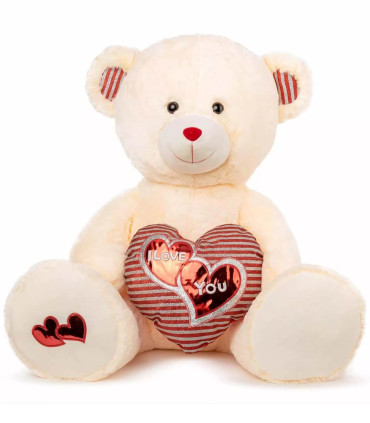 PLUSH BEAR WITH SHINY HEART 2 COLORS 82 CM - Big