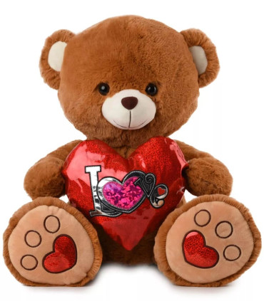 PLUSH BEAR WITH SHINY HEART 2 COLORS 32 CM - Medium