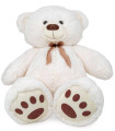 PLUSH TEDDY BEAR WITH BOW WHITE 80 CM