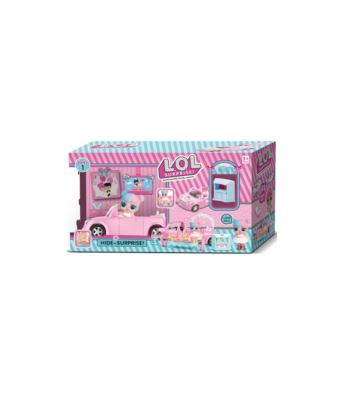 BOX CARS WITH ACCESSORIES - HOUSES FOR DOLLS AND SETS