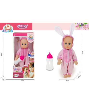 CRYING BABY BUNNY DOLL WITH A BOTTLE IN A BOX - BABY