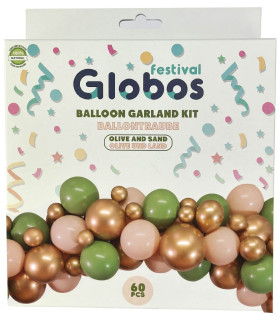 SET FOR ARCH OF 60 BALLOONS OLIVE/OLIVE 60 - ARCHES AND SETS