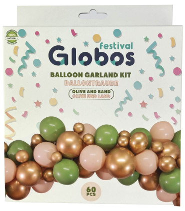 SET FOR ARCH OF 60 BALLOONS OLIVE/OLIVE 60 - ARCHES AND SETS