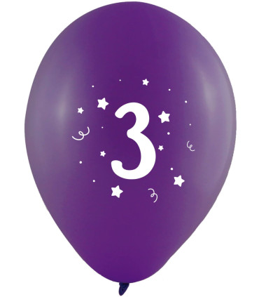 BALLOONS 10 PCS. 12\\" - 30 CM WITH PRINT - NUMBER 3 - BALLOONS WITH PRINT