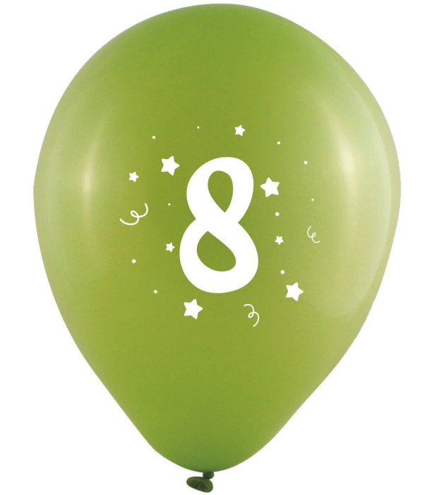BALLOONS 10 PCS. 12\\" - 30 CM WITH PRINT - NUMBER 8 - BALLOONS WITH PRINT