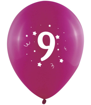 BALLOONS 10 PCS. 12\\" - 30 CM WITH PRINT - NUMBER 9 - BALLOONS WITH PRINT