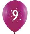 BALLOONS 10 PCS. 12" - 30 CM WITH PRINT - NUMBER 9
