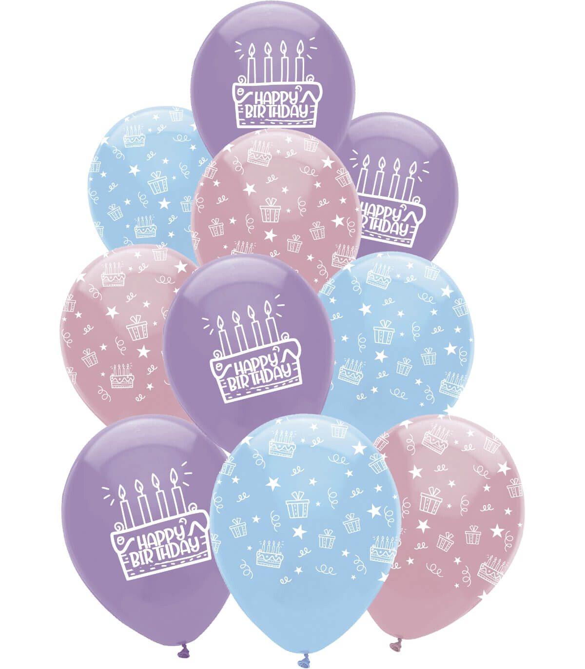 BALLOONS 10 PCS. 12\\" - 30 CM PRINT CAKE HAPPY BIRTHDAY - BALLOONS WITH PRINT