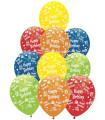 BALLOONS 10 PCS. 12" - 30 CM PRINT HAPPY BIRTHDAY
