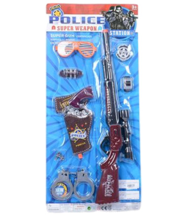 CHILDREN'S POLICE SET WITH RIFLE AND PISTOL ON CARD - KITS AND AMMUNITION
