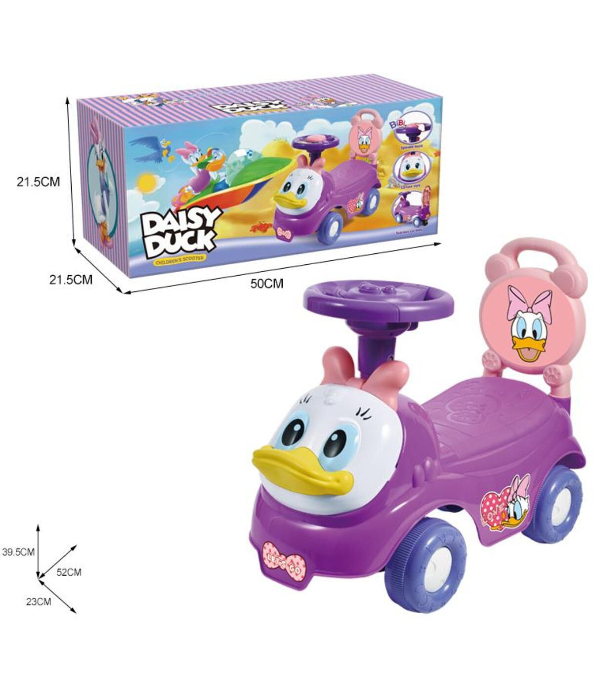CHILDREN'S PUSH CAR DUCK, WITH SOUND - CARS AND MOTORCYCLES FOR DRIVING