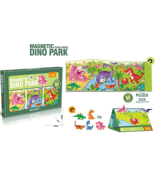 MAGNETIC PUZZLE 3 PCS. DINO PARK - PUZZLES AND CUBES