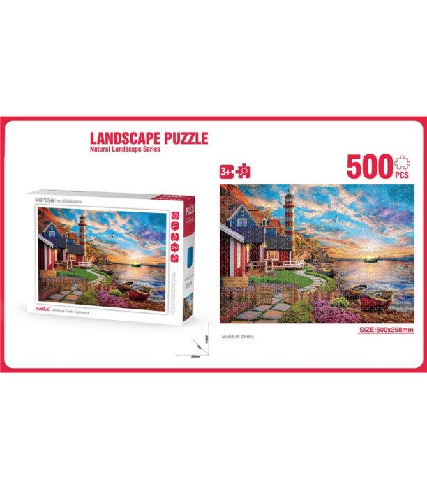 CHILDREN'S PUZZLE 500 PIECES LANDSCAPE WITH LIGHTHOUSE - PUZZLES AND CUBES