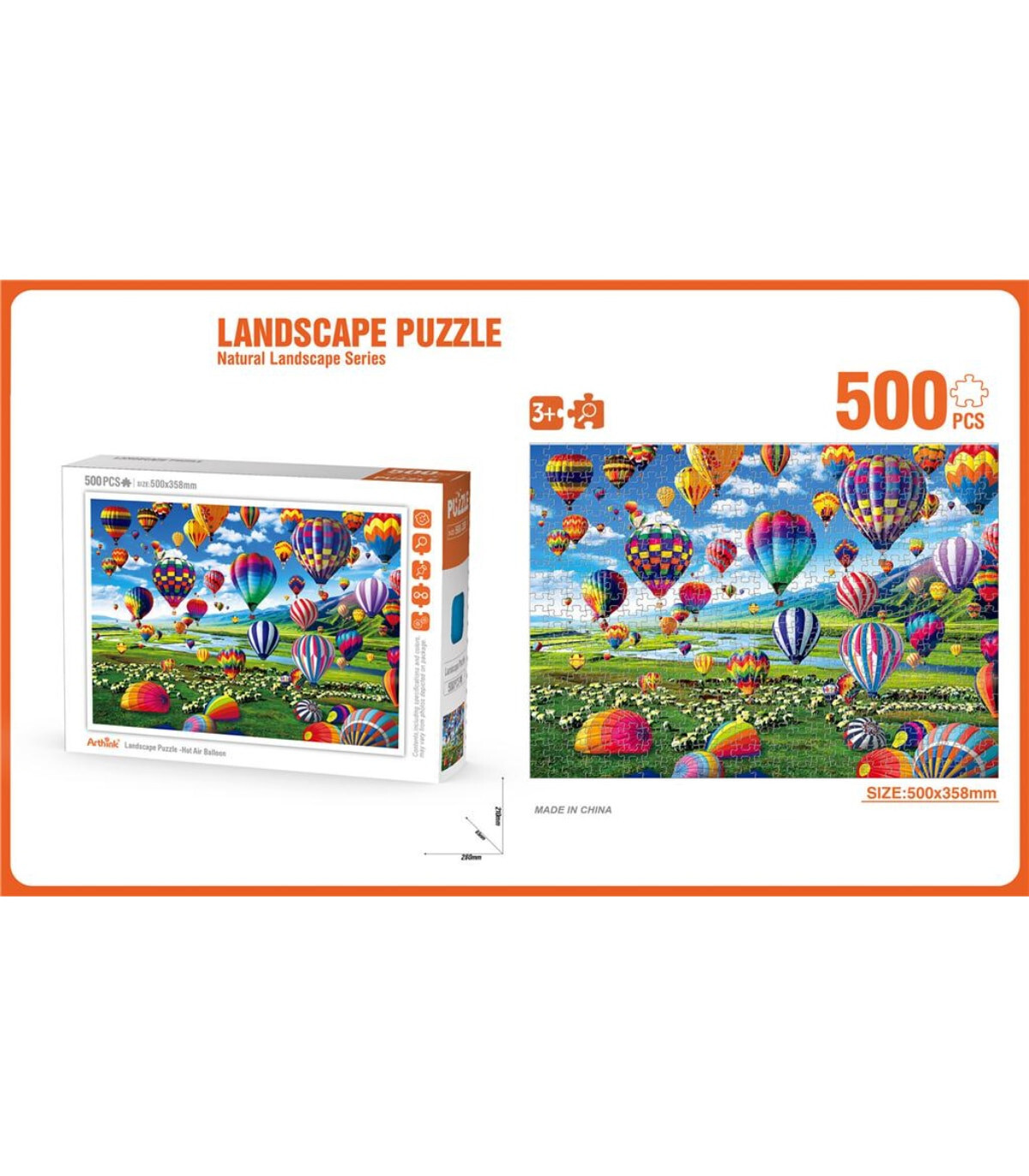 CHILDREN'S PUZZLE 500 PIECES LANDSCAPE WITH BALLOONS - PUZZLES AND CUBES
