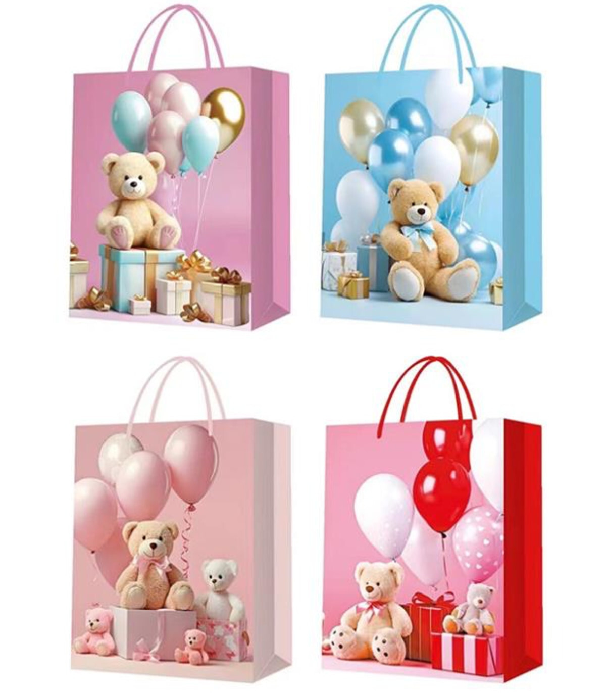 GIFT BAG BEAR WITH BALLOONS 32*26*10 4 TYPES Armtoys