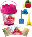 BIG SAND BUCKET 5 PIECES + WATERING CAN, WITH PICTURES, 6 TYPES