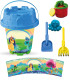 BIG SAND BUCKET 5 PIECES + WATERING CAN, WITH PICTURES, 6 TYPES - FOR SAND