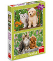 CHILDREN'S PUZZLE DOG AND CAT 2X48 PIECES