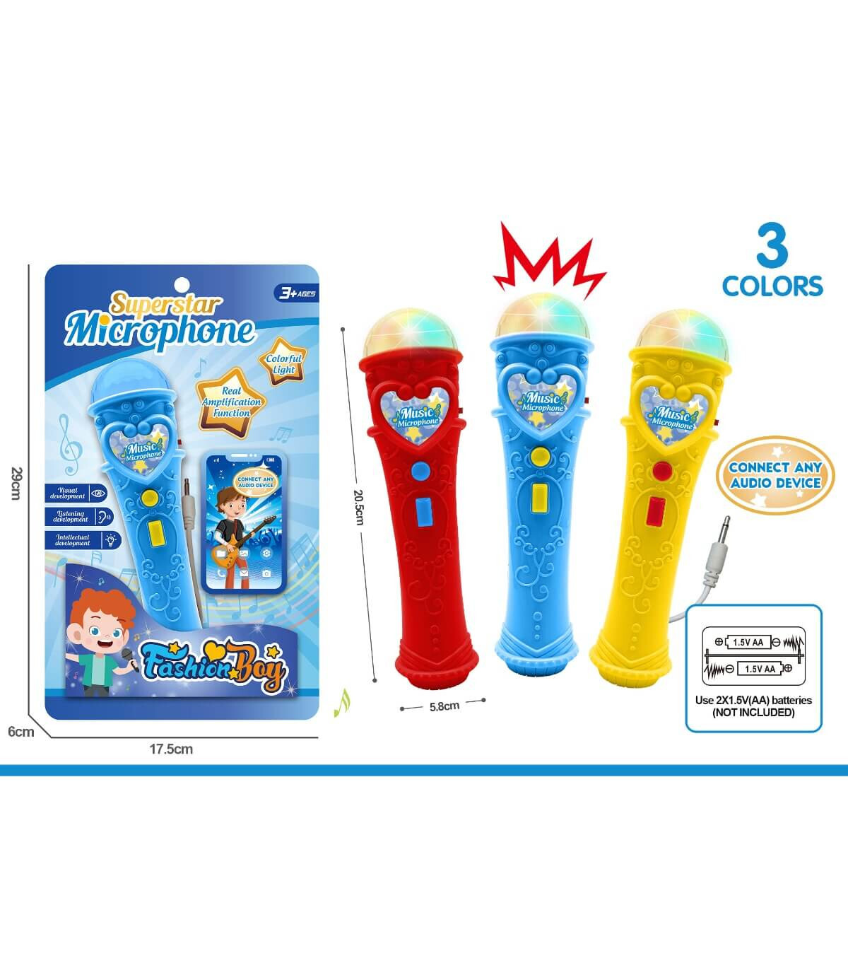 CHILDREN'S MUSICAL MICROPHONE IN CARDBOARD 3 COLORS - Microphones