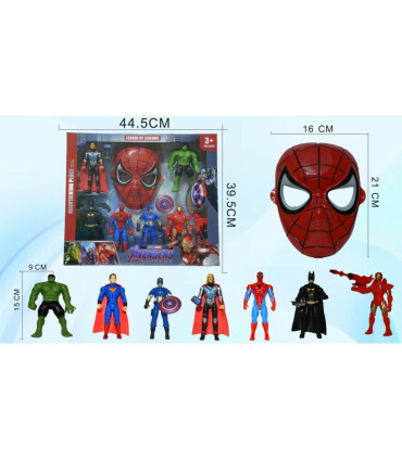 6 SUPERHERO FIGURES WITH MASK IN A LARGE BOX - Heroes