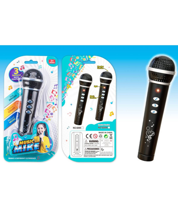 BLACK CHILDREN'S MUSICAL MICROPHONE ON CARDBOARD - Microphones
