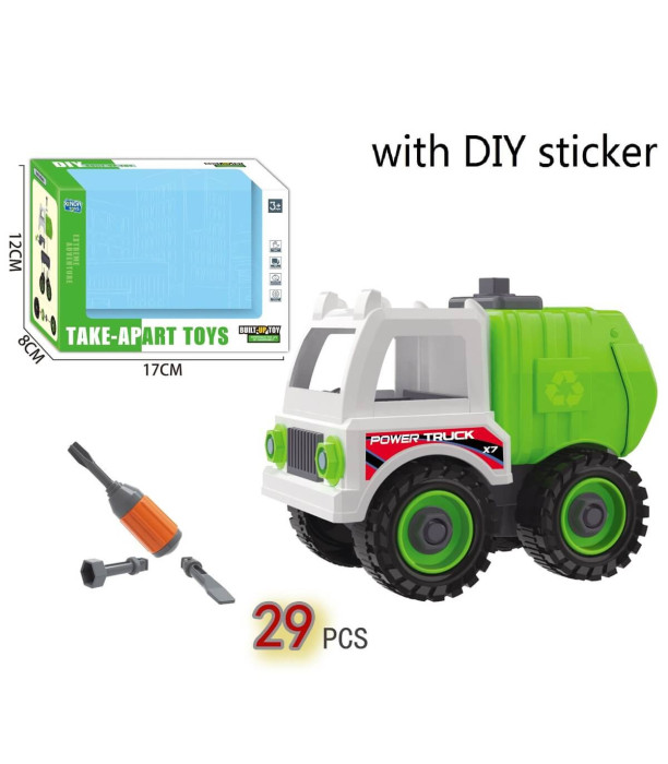 CHILDREN'S DISMANTLABLE GARBAGE TRUCK 29 PARTS - Detachable vehicles