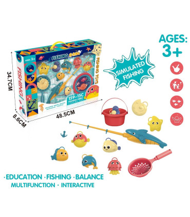 CHILDREN'S FISHING ROD SET WITH NET - SPORTS
