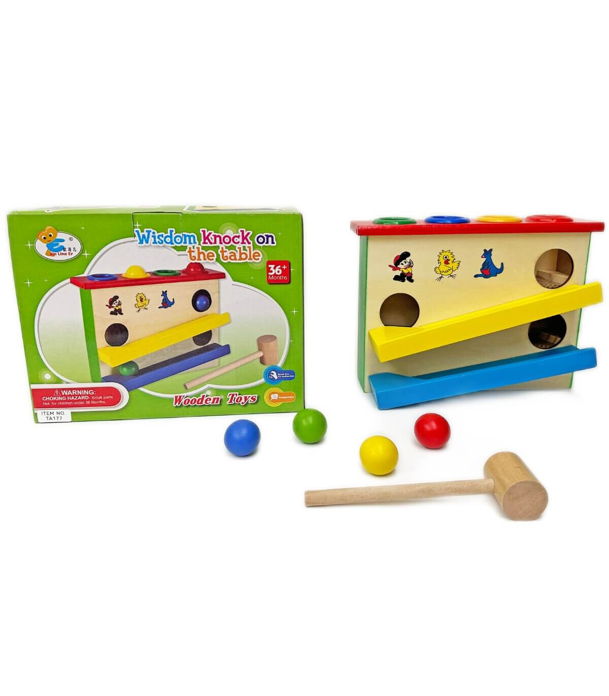 WOODEN GAME WITH BALLS AND HAMMER - WOODEN
