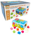 WOODEN SORTER FOR BABIES WITH PULL STRING AND WHEELS