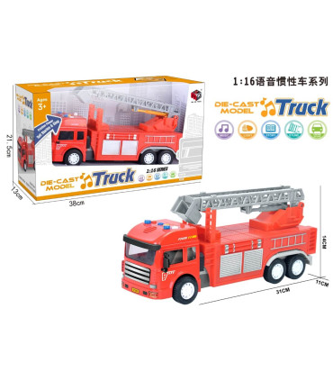 CHILDREN'S FIRE TRUCK WITH METAL LADDER + SOUND AND LIGHT - Police cars, fire trucks and ambulances