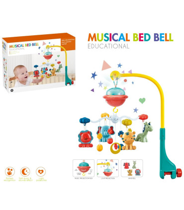 Musical mobile for crib with animals - Rattles and lanterns