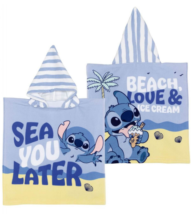 CHILDREN'S TOWEL PONCHO STITCH 50*100 - CHILDREN'S BEACH TOWELS