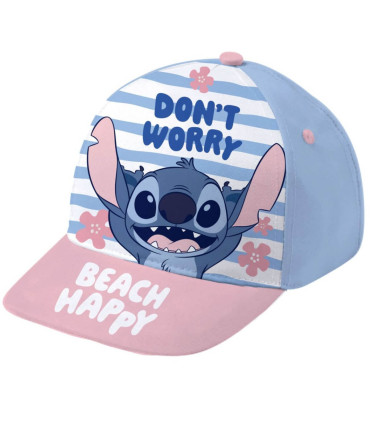 BABY HAT WITH BRIM STITCH BLUE/PINK 44/46 - CHILDREN'S HATS