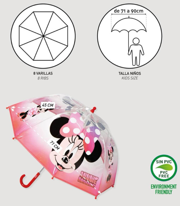 CHILDREN'S UMBRELLA MECHANICAL POE MINNIE