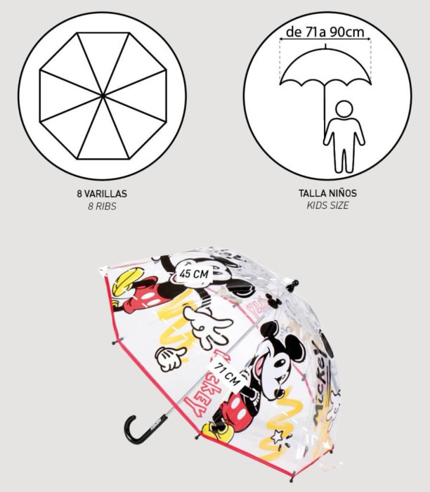 CHILDREN'S UMBRELLA MECHANICAL POE MICKEY