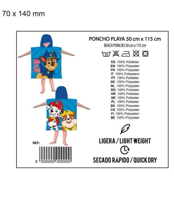 CHILDREN'S TOWEL PONCHO PAW PATROL 50*115