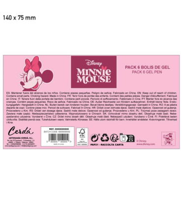 MINNIE SILICONE CASE WITH 6 GEL PENS Cerda
