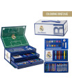 THREE-TIERED CASE WITH PENCILS, MARKERS, AND PAINTS REAL MADRID